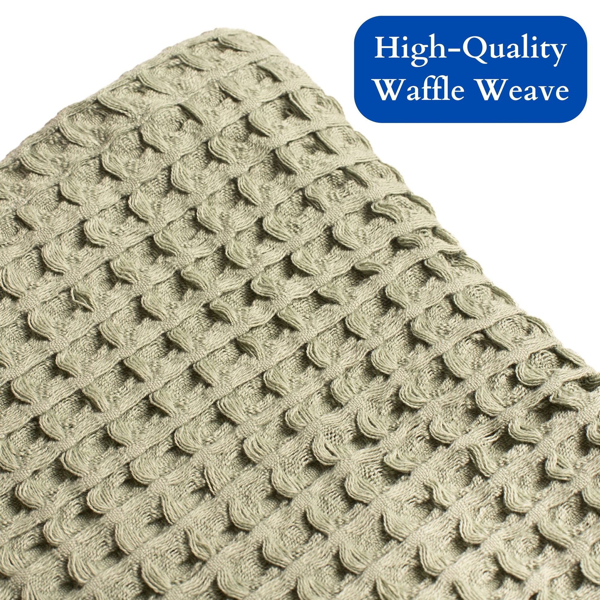 Bulk Waffle Weave Throws, Blankets and Bedspreads Sage Green, 100% Turkish Cotton, High-Quality-4