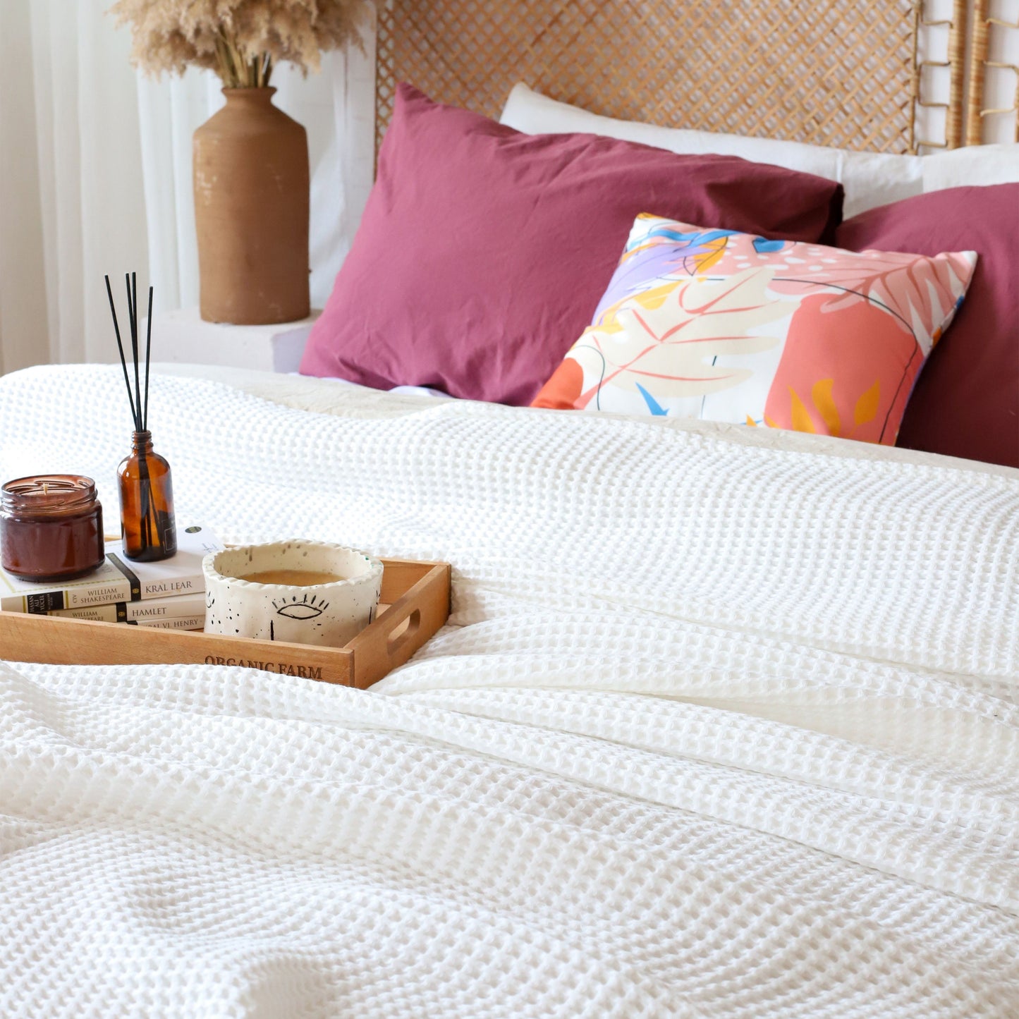 Bulk Waffle Weave Throws, Blankets and Bedspreads White, 100% Turkish Cotton, High-Quality-3