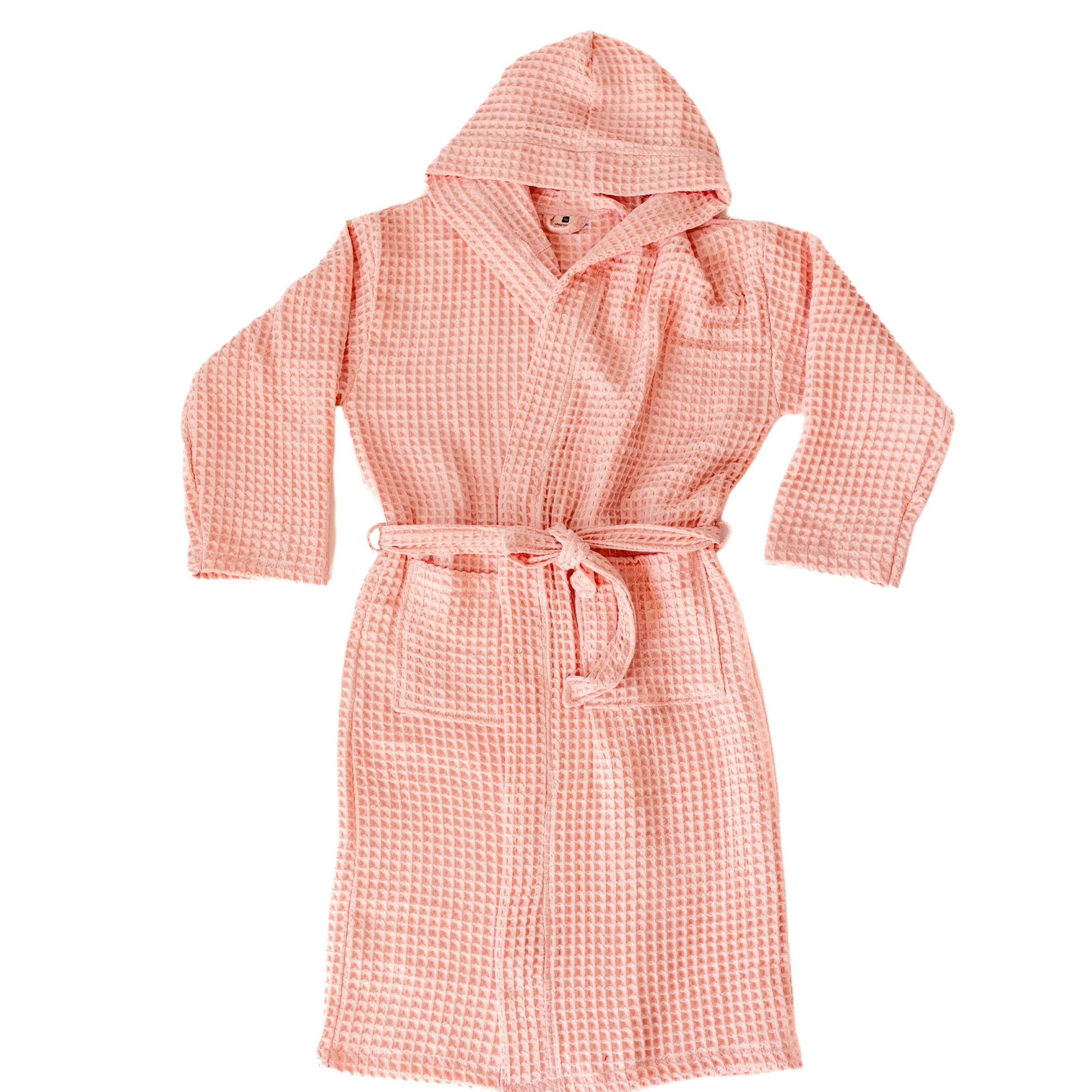 Waffle Robe with Hooded Unisex Pink Bulk Pack of 8 - 2