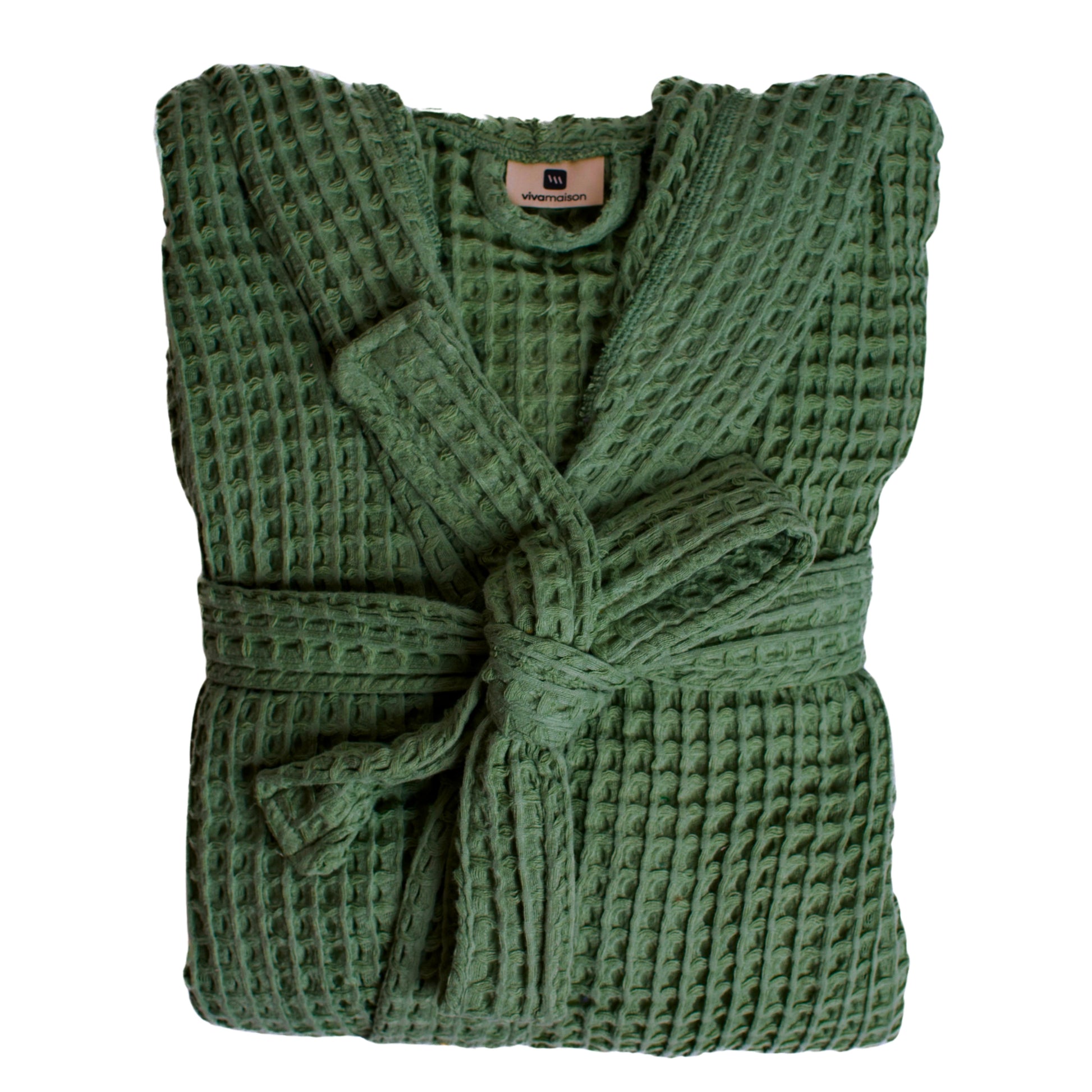 Waffle Robe with Hooded Unisex Green Bulk Pack of 8 - 1