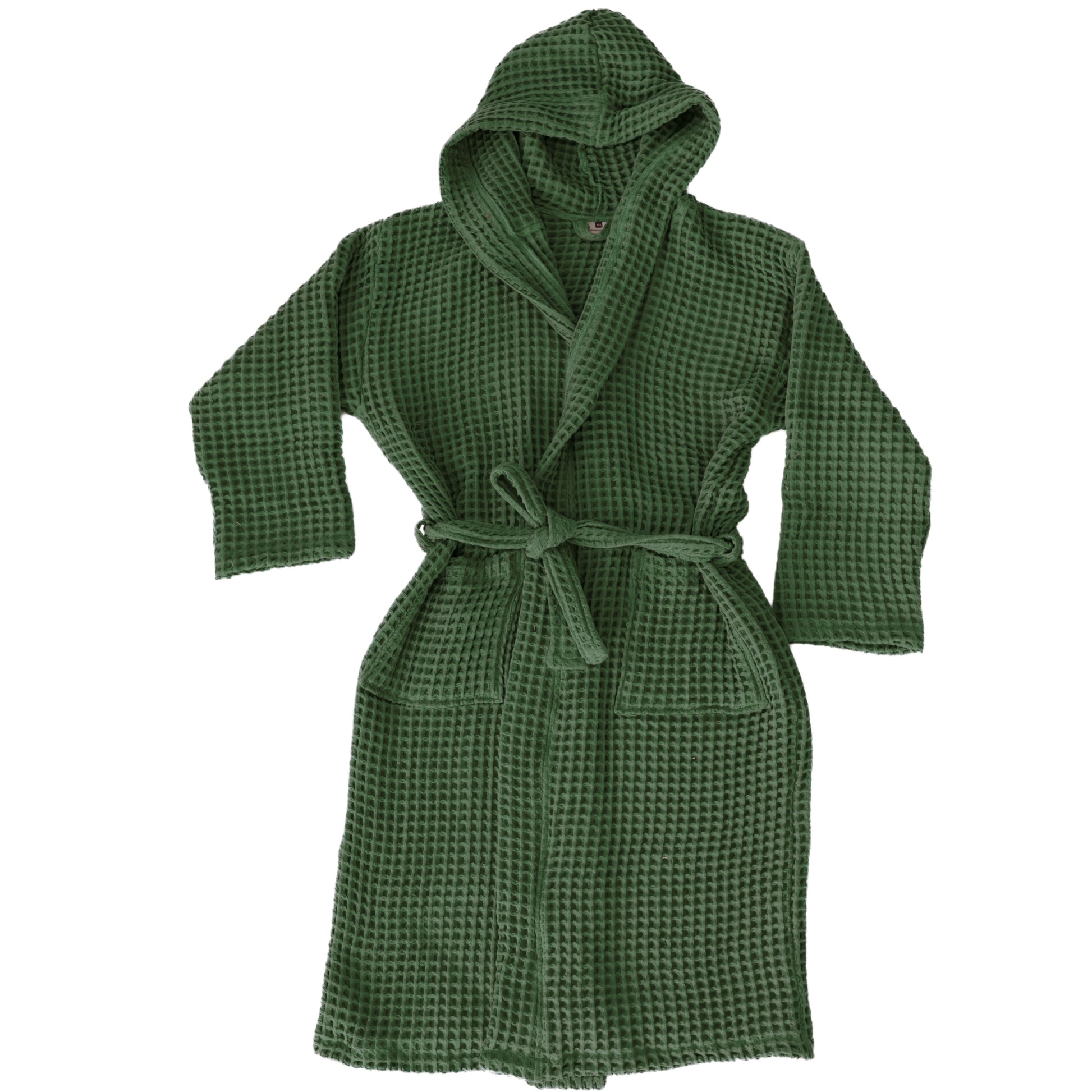 Waffle Robe with Hooded Unisex Green Bulk Pack of 8 - 2