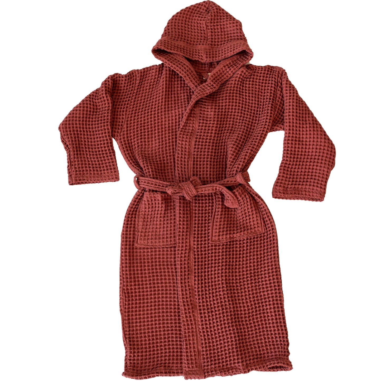 Waffle Robe with Hooded Unisex Red Bulk Pack of 8 - 2